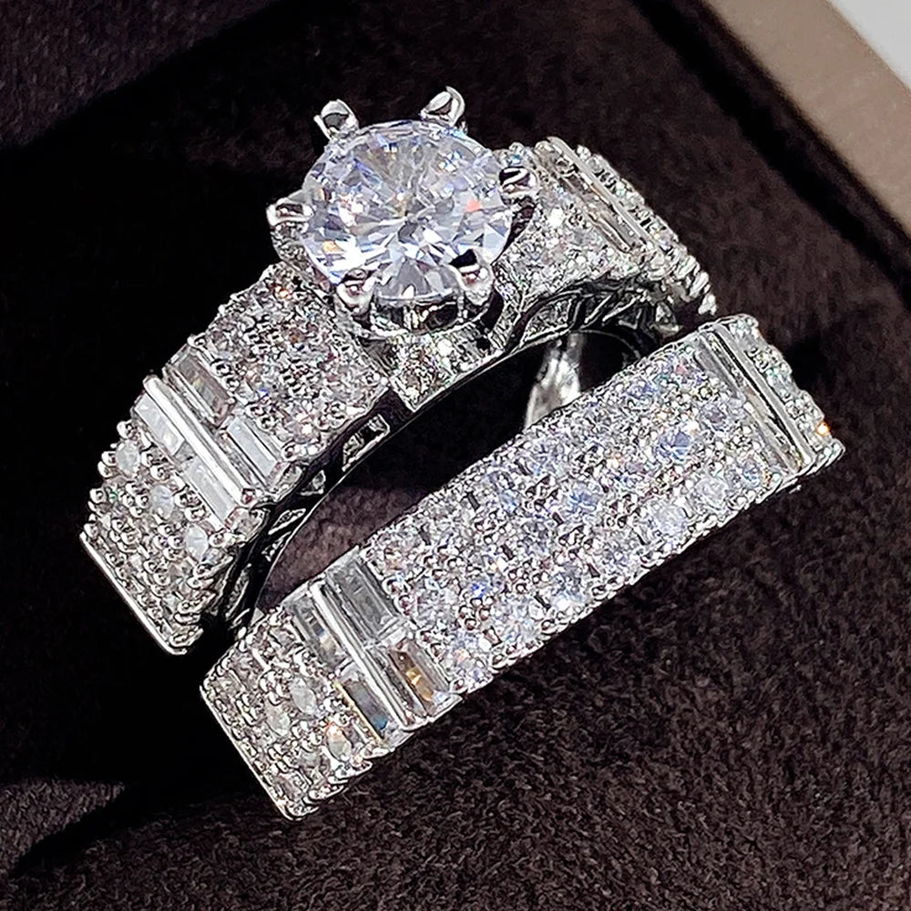 Double Stackable Cubic Zirconia Ring Set