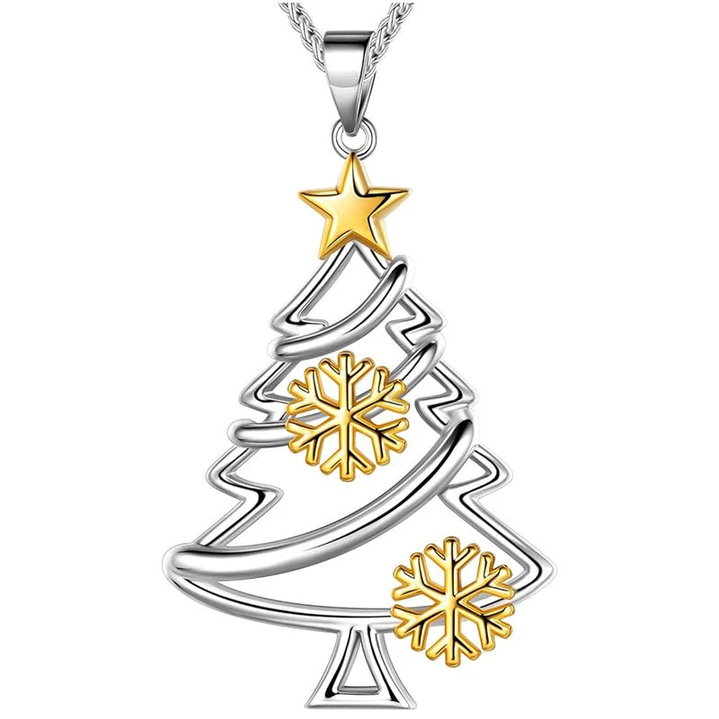 Two-Tone Christmas Tree Pendant Necklace | Festive Collection