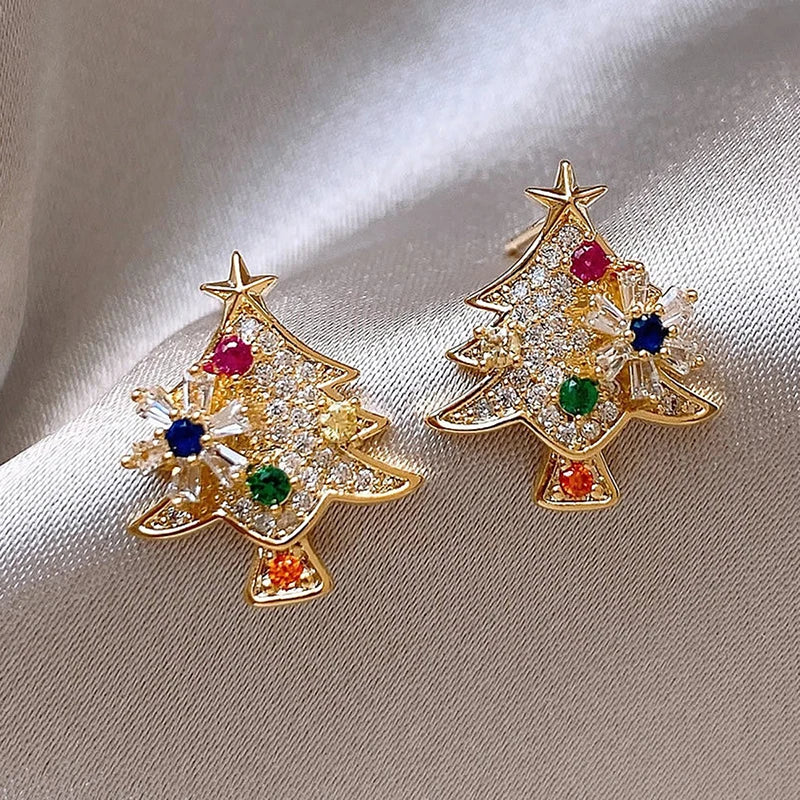 Colorful Christmas Tree Stud Earrings
