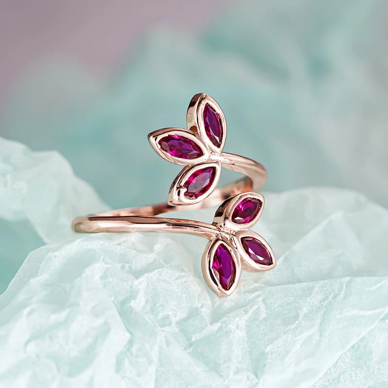 Rose Gold-Tone Floral Adjustable Ring