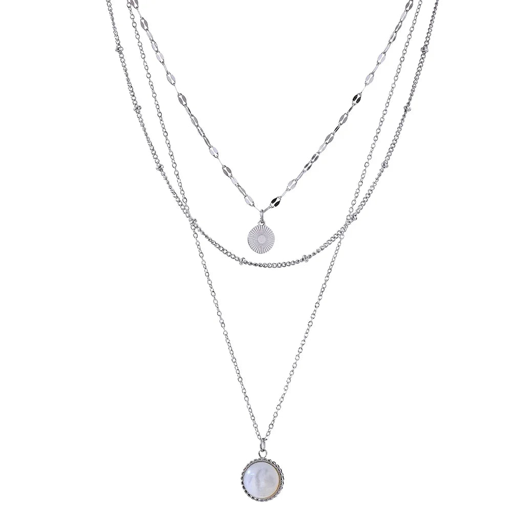 Textured Round Pendant Necklace | Gold & Silver-Tone