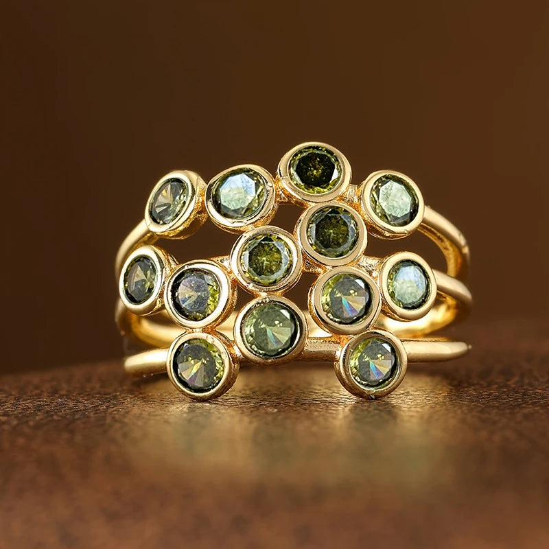 Olive Green Cubic Zirconia Wrap Ring