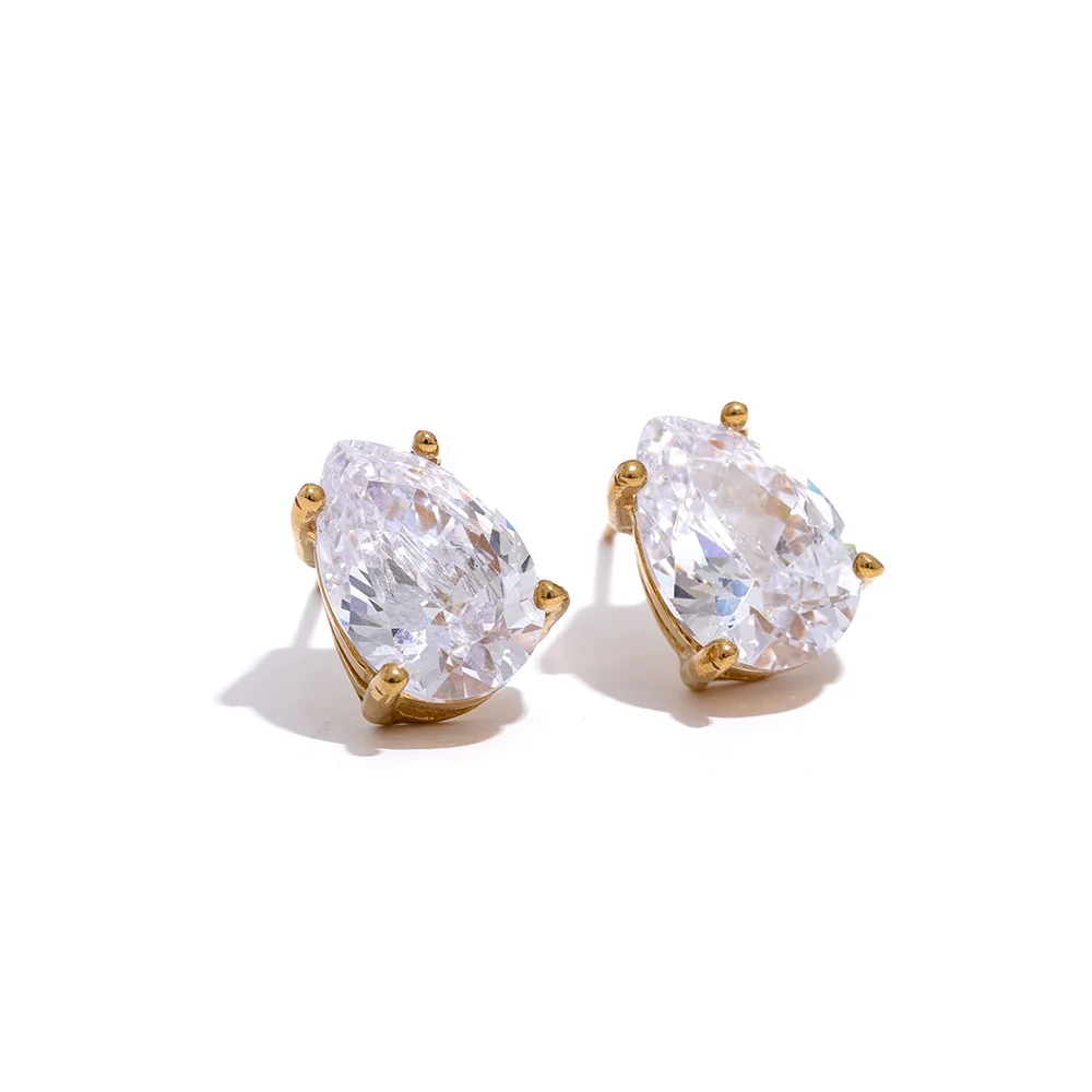 Teardrop Zirconia Necklace or Stud Earrings | Select Your Piece