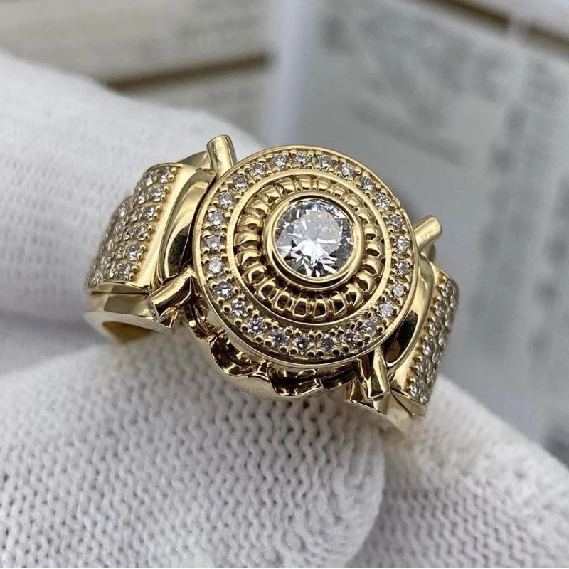 Round Halo Cubic Zirconia Statement Ring