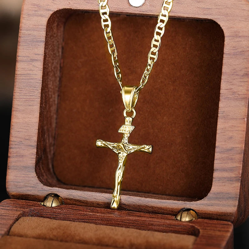 Two-Tone Cross Pendant Necklace | Unisex