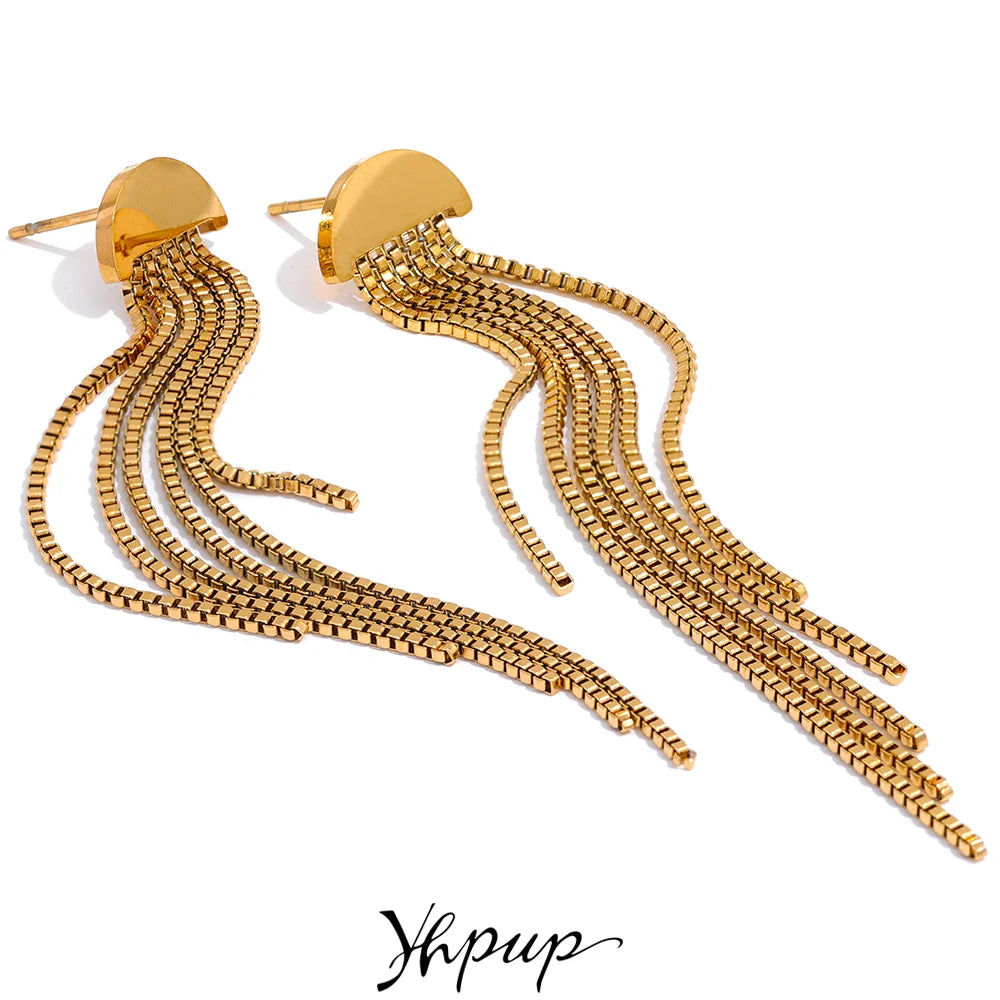 Long Tassel Drop Earrings | Gold & Silver-Tone