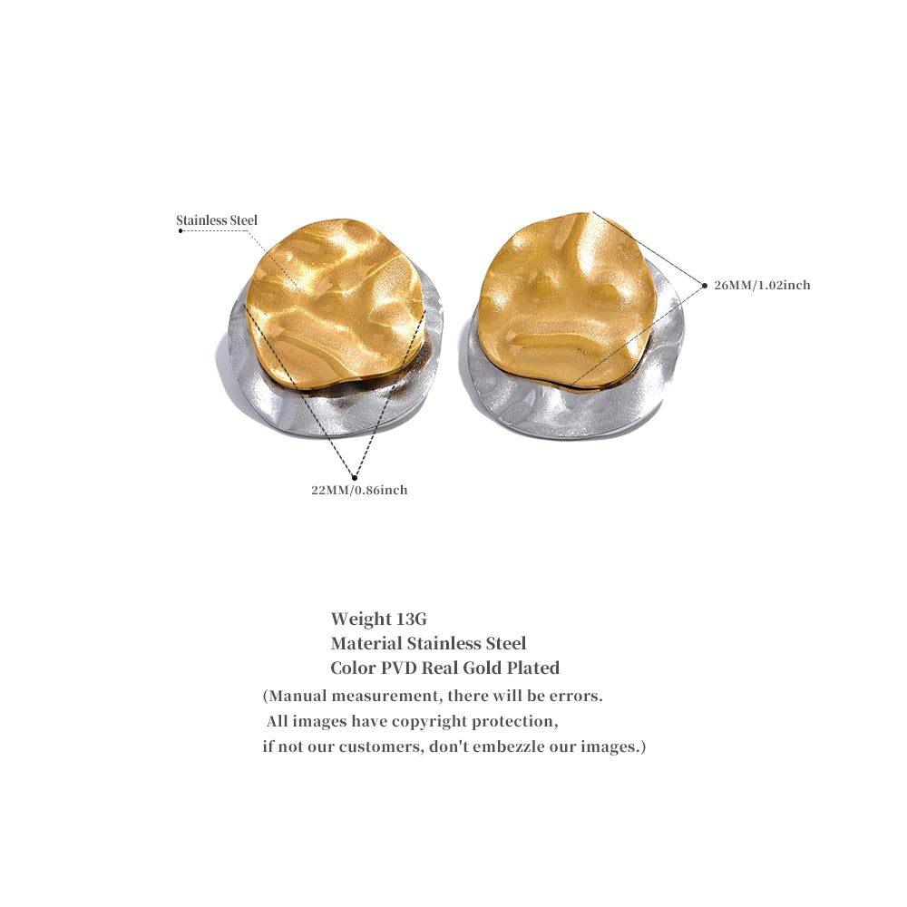 Two-Tone Round Geometric Stud Earrings | Modern Chic