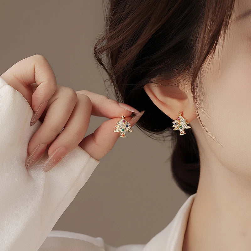 Colorful Christmas Tree Stud Earrings