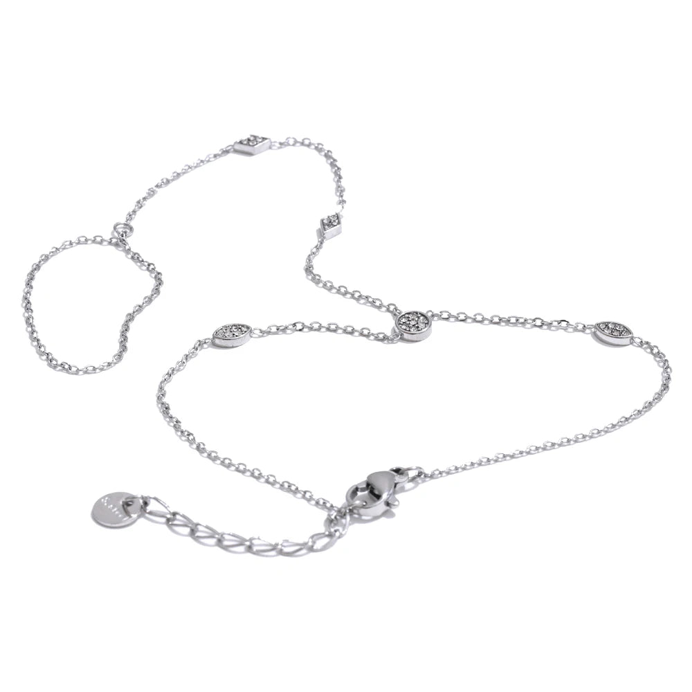 Cubic Zirconia Hand Chain Bracelet | Gold & Silver-Tone