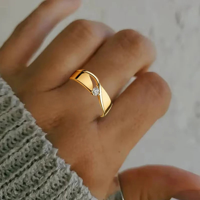 Twisted Band Cubic Zirconia Ring