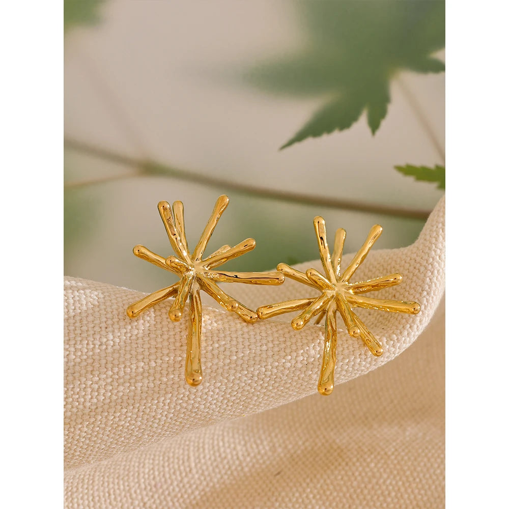 Textured Firework Stud Earrings | Gold & Silver-Tone