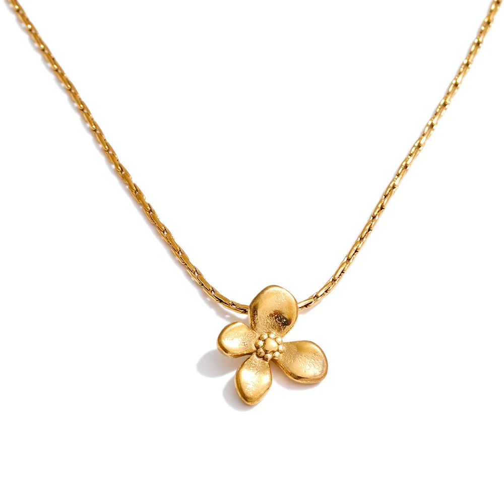 Petite Flower Pendant Necklace | Gold & Silver-Tone