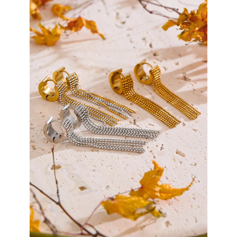 Long Chain Tassel Earrings | Gold, Silver & Mixed