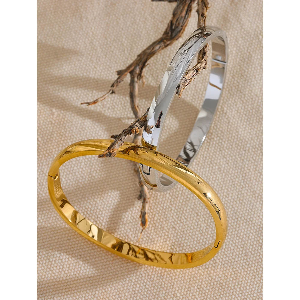 Smooth Rounded Stainless Steel Bangle | Gold & Silver-Tone