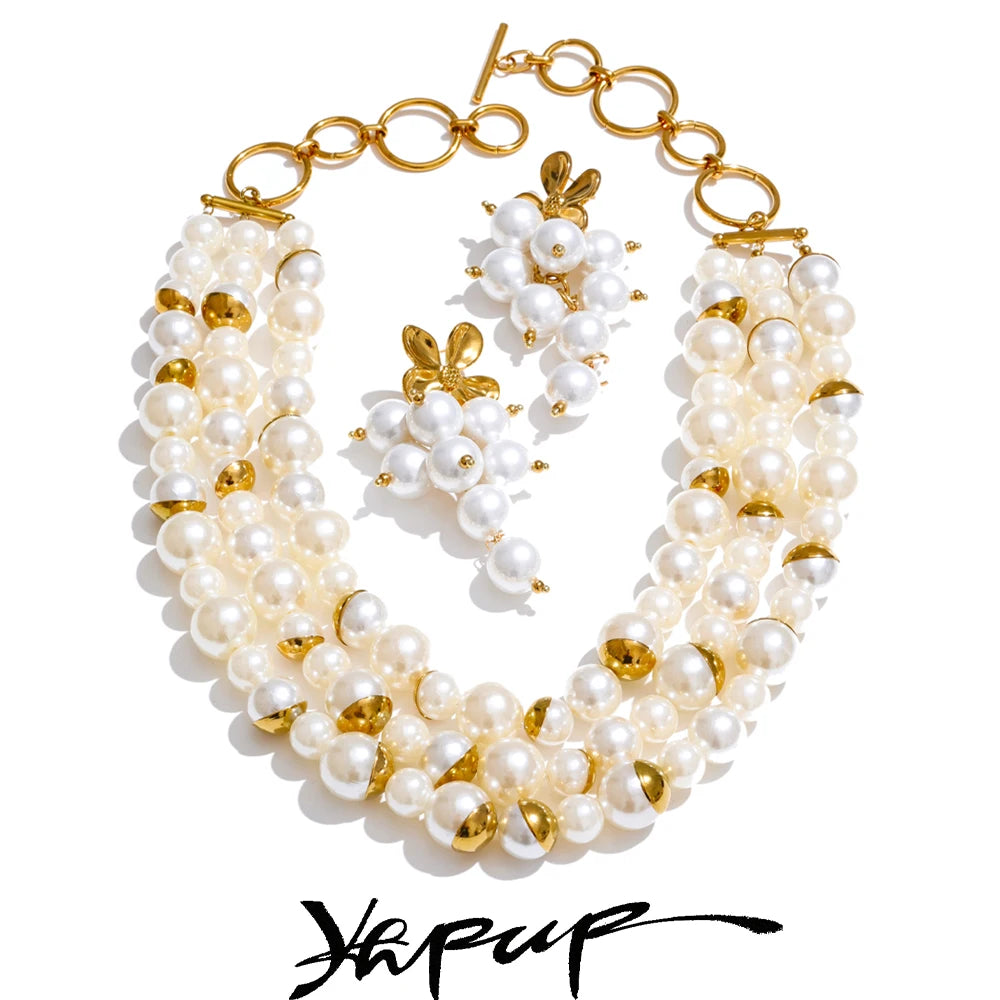 Layered Pearl-Accent Necklace or Earrings | Choose Your Design