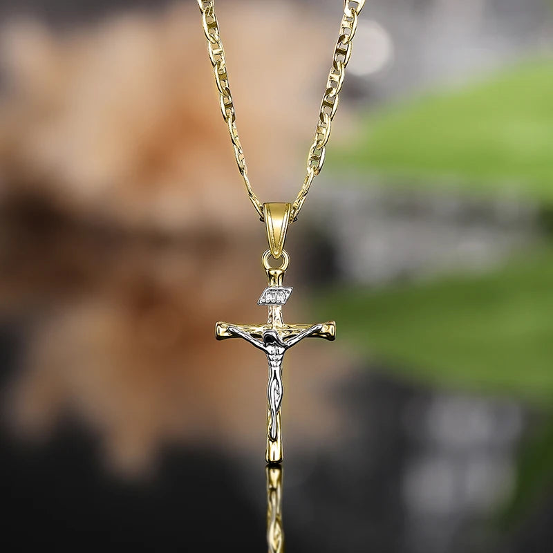 Two-Tone Cross Pendant Necklace | Unisex