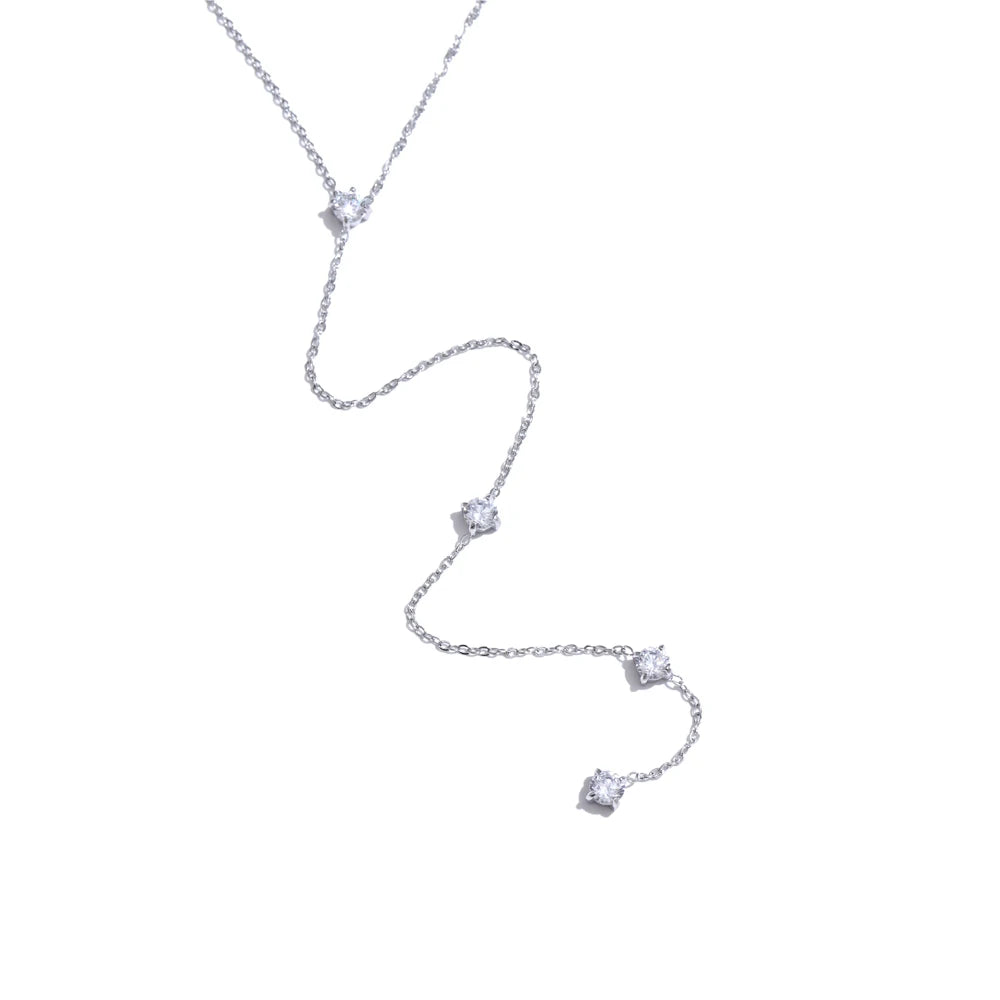 Cubic Zirconia Long Drop Necklace | Gold & Silver-Tone