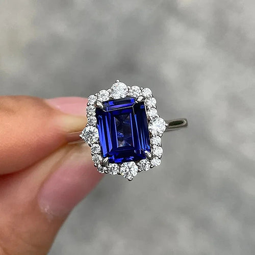 Blue Cubic Zirconia Statement Ring