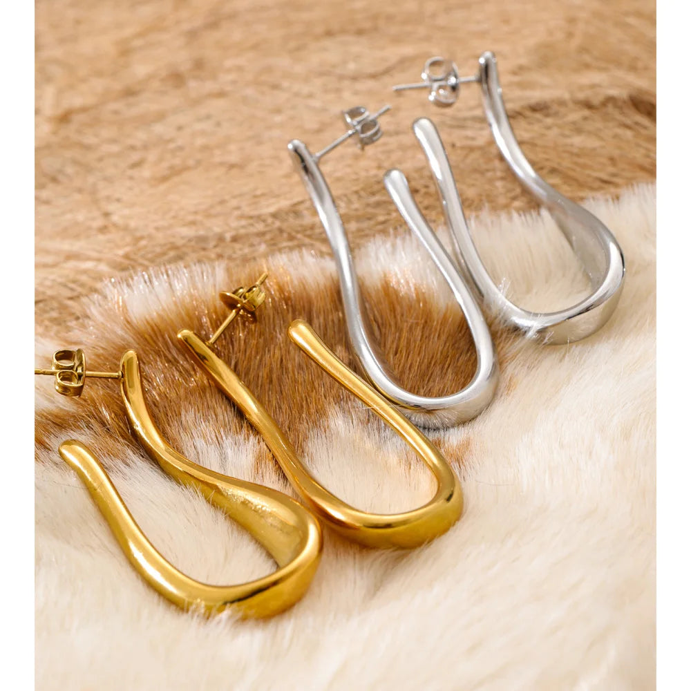 Chunky Geometric Huggie Earrings | Gold & Silver-Tone