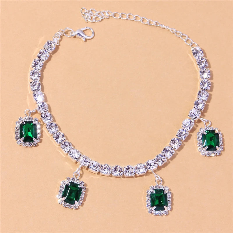 Green & White Zirconia Anklet