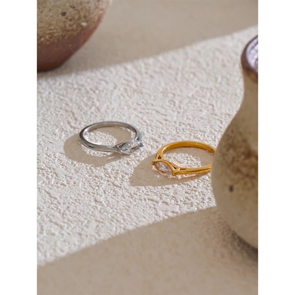 Sparkling Cubic Zirconia Band Ring | Gold & Silver-Tone