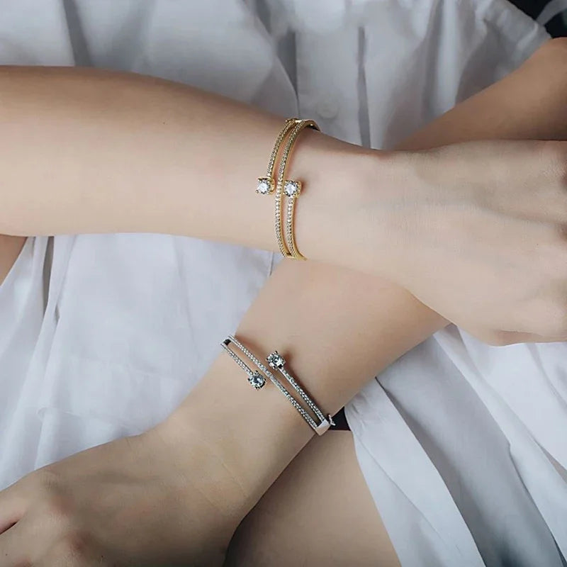Triple-Layer Zirconia Statement Bangle