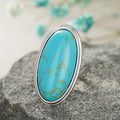 Turquoise-Design Statement Ring | Silver-Tone