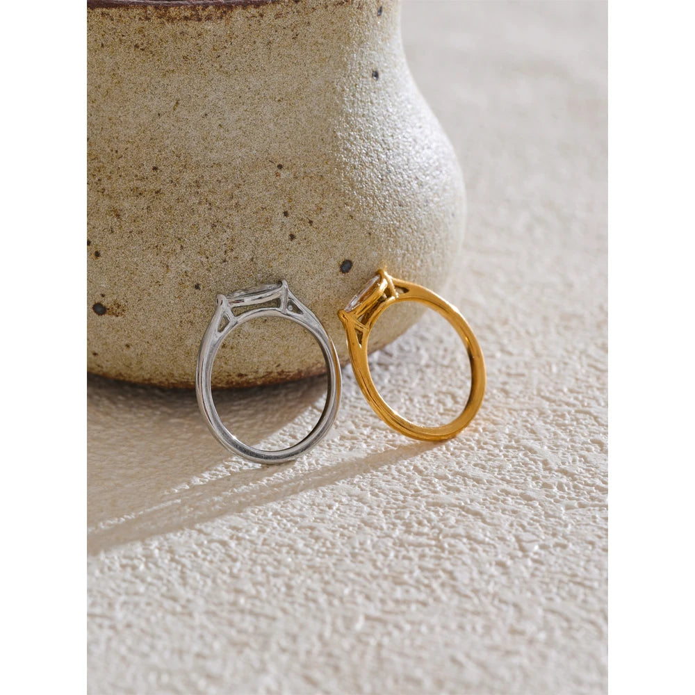 Sparkling Cubic Zirconia Band Ring | Gold & Silver-Tone