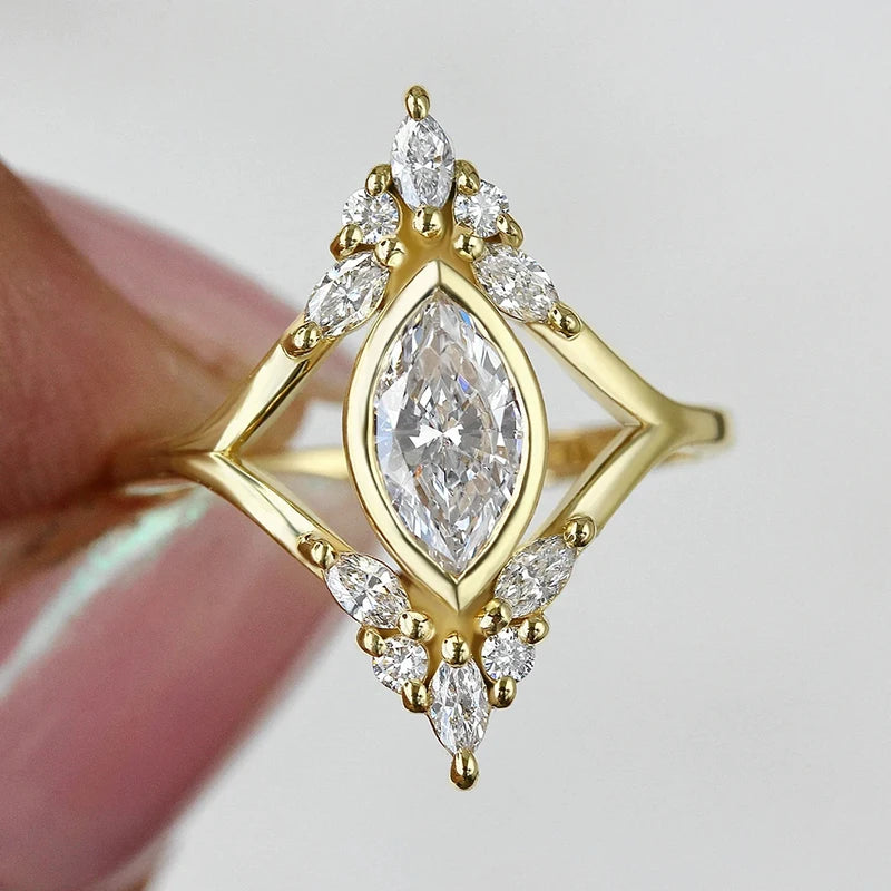 Marquise Cubic Zirconia Geometric Ring