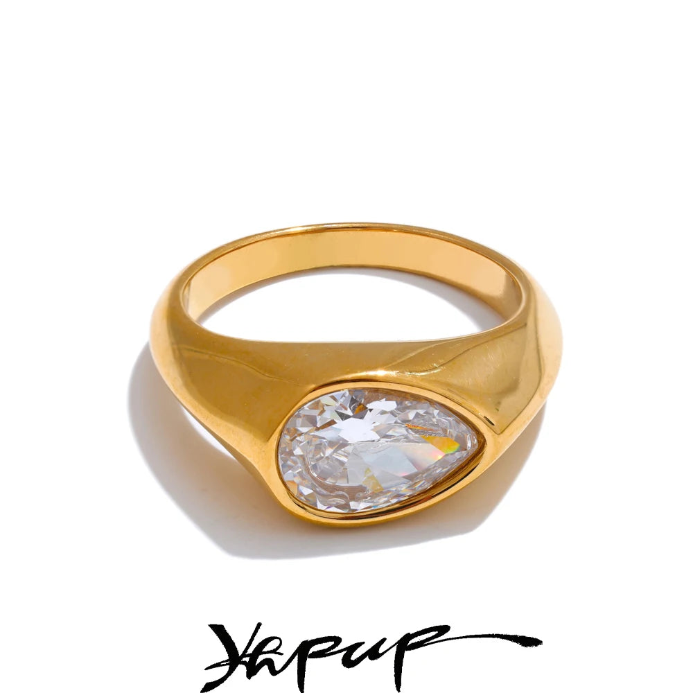 Teardrop Zirconia Statement Ring | Gold-Tone