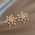 Pearl-Accent Snowflake Stud Earrings