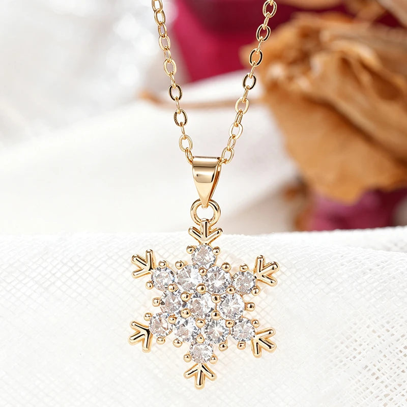 Sparkling Snowflake Christmas Pendant Necklace