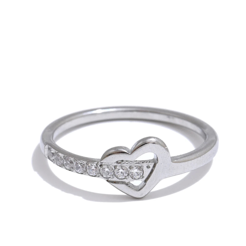 Heart & Cross Cubic Zirconia Ring | Gold & Silver-Tone