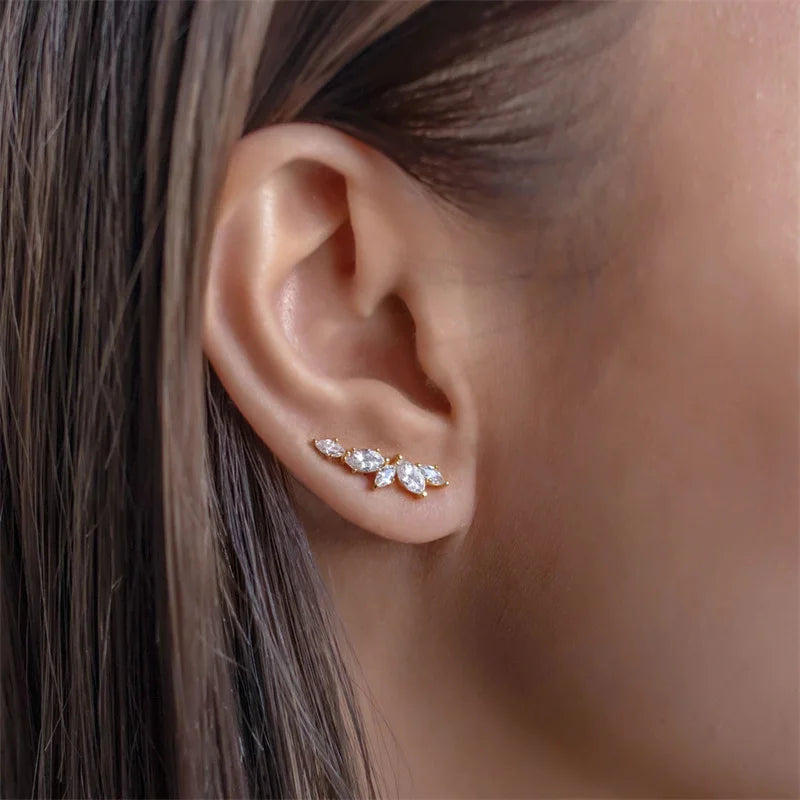 Crystal Leaf Stud Earrings