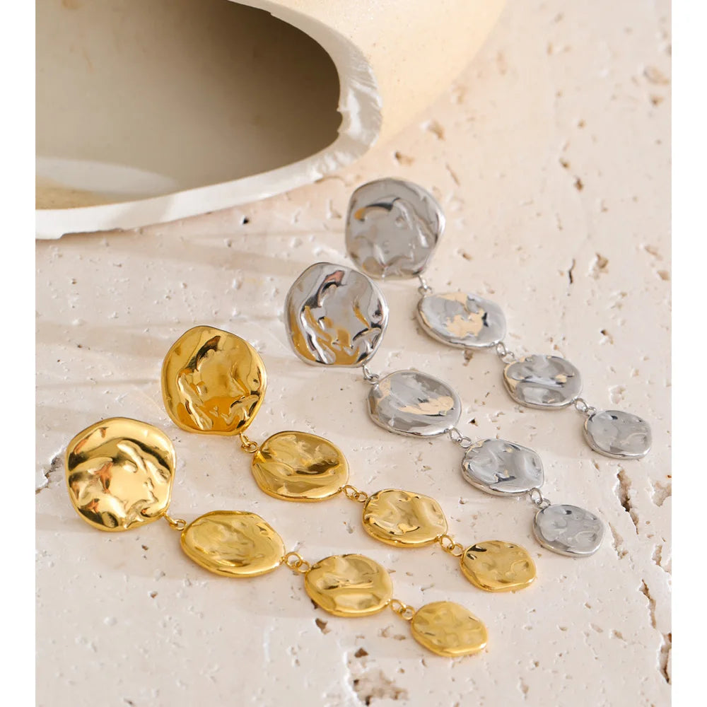 Round Chain Drop Earrings | Gold & Silver-Tone
