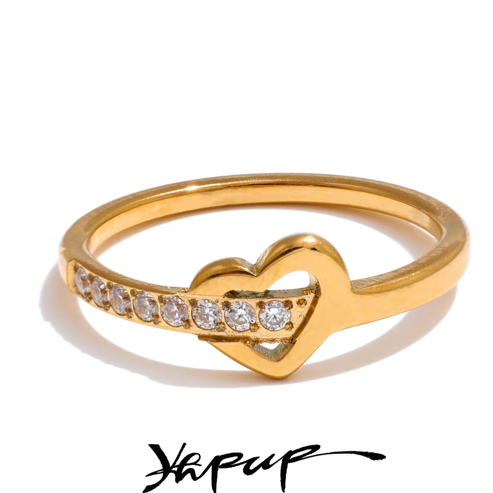 Heart & Cross Cubic Zirconia Ring | Gold & Silver-Tone