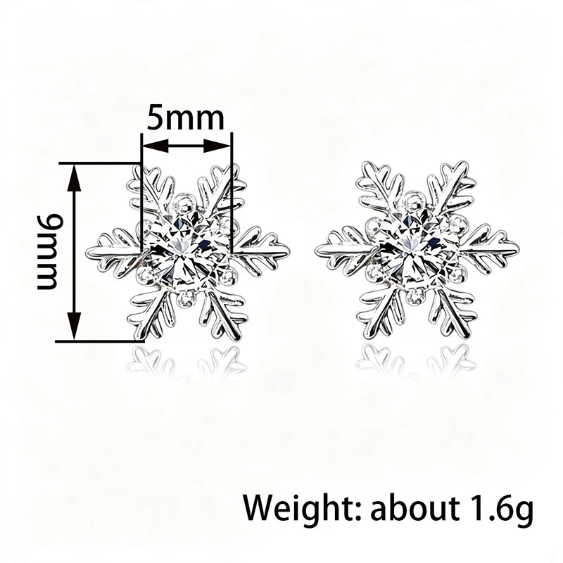 Delicate Snowflake Cubic Zirconia Stud Earrings