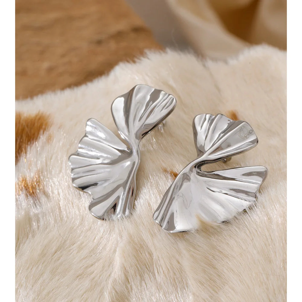 Sculpted Flower Stud Earrings | Gold & Silver-Tone