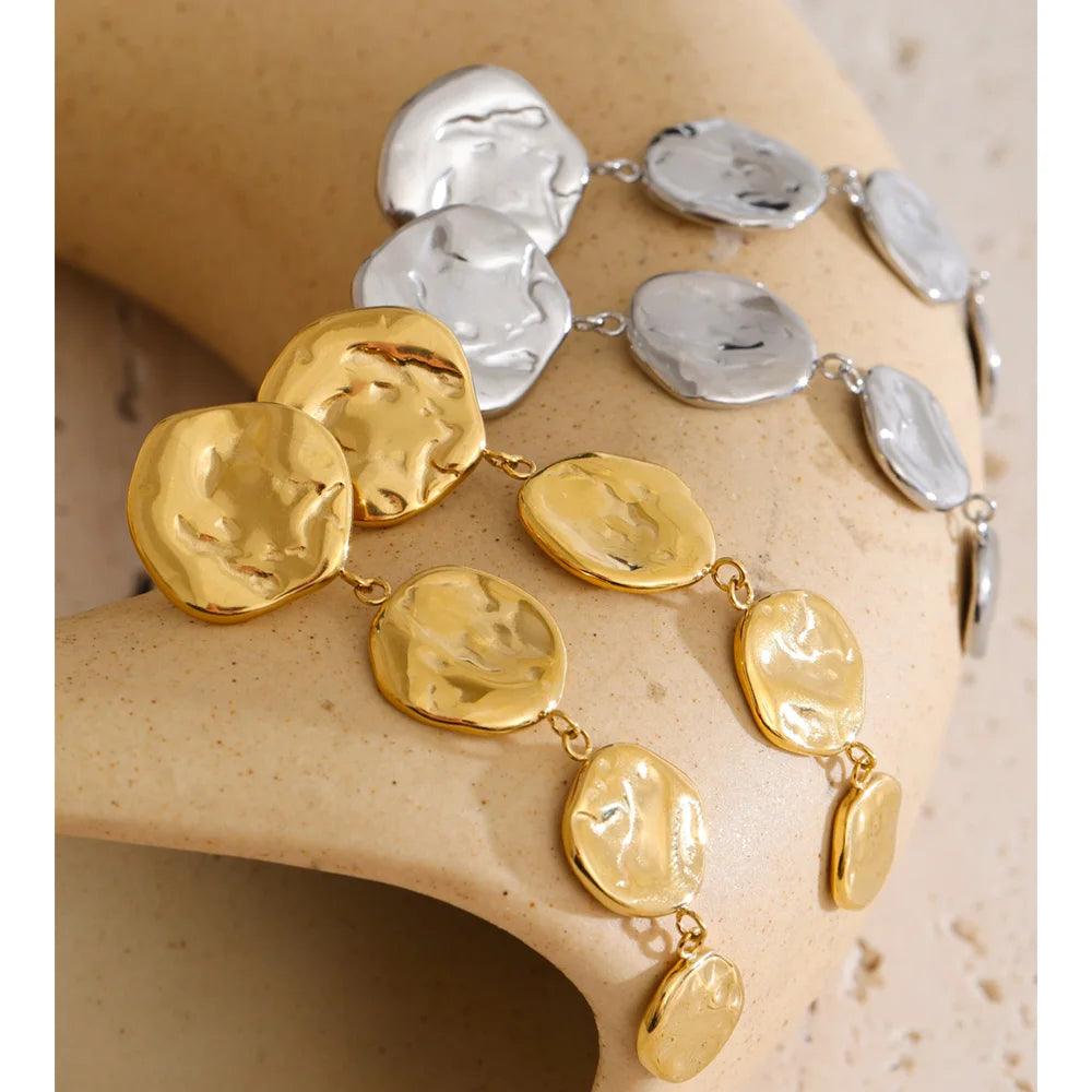 Round Chain Drop Earrings | Gold & Silver-Tone