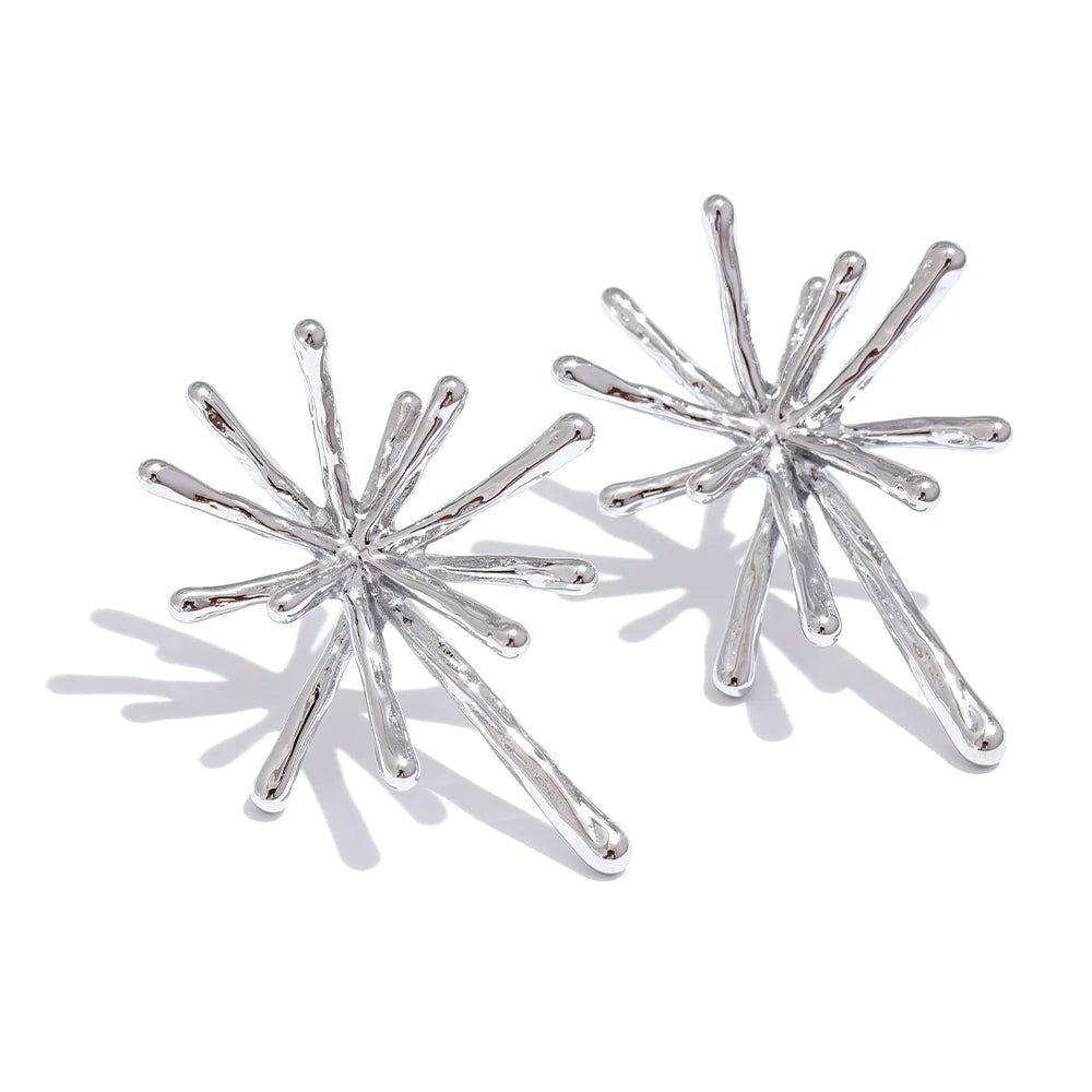 Textured Firework Stud Earrings | Gold & Silver-Tone