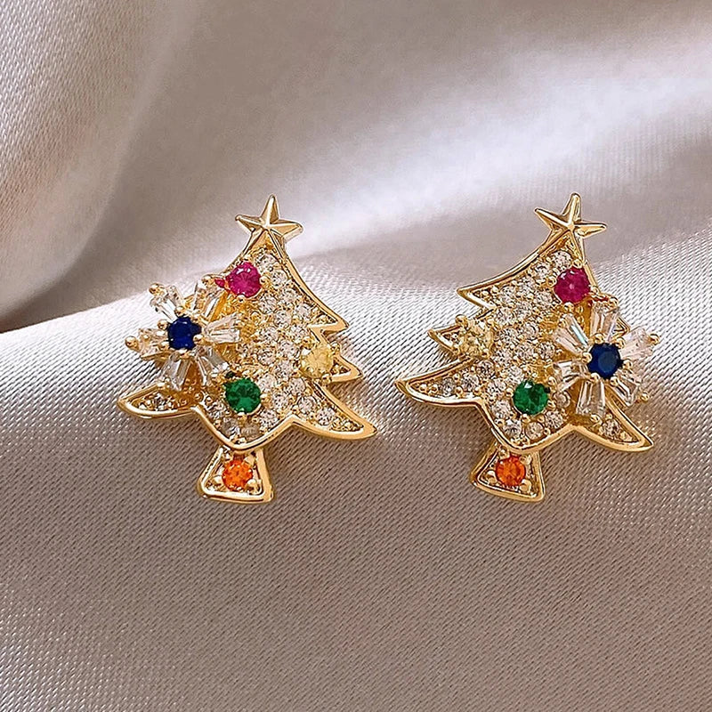 Colorful Christmas Tree Stud Earrings