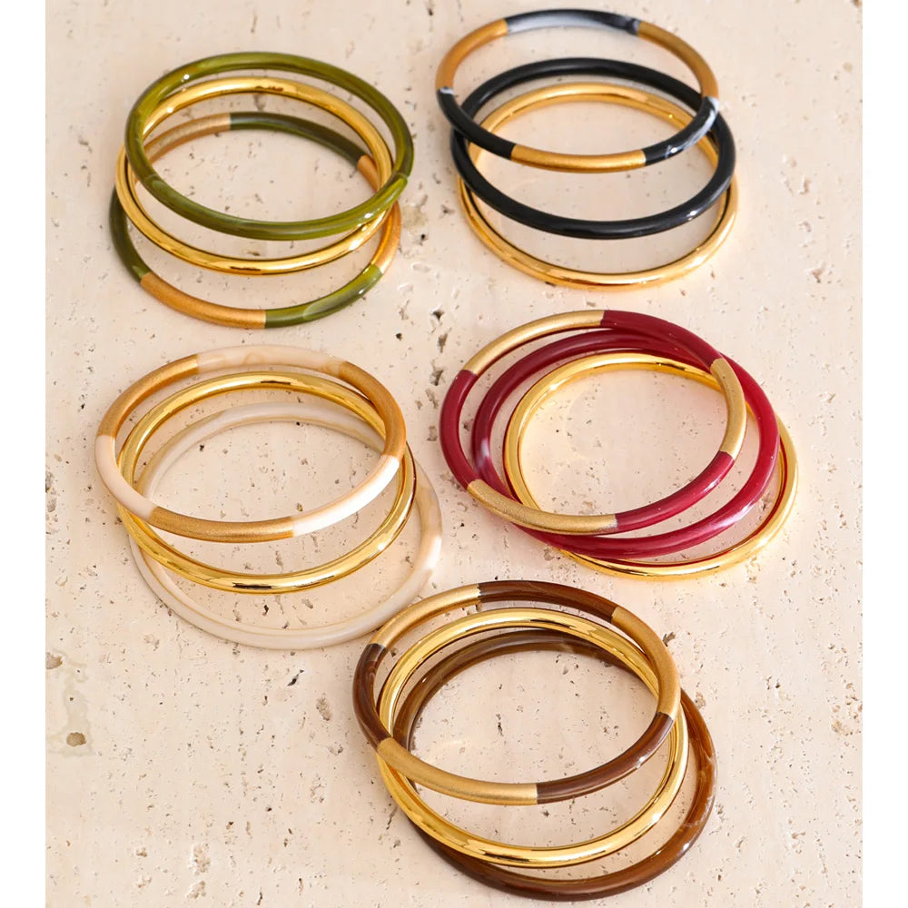 Colorful Resin-Accent Stacking Bangles | Choice of Colors