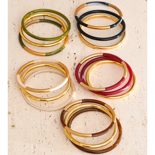 Colorful Resin-Accent Stacking Bangles | Choice of Colors