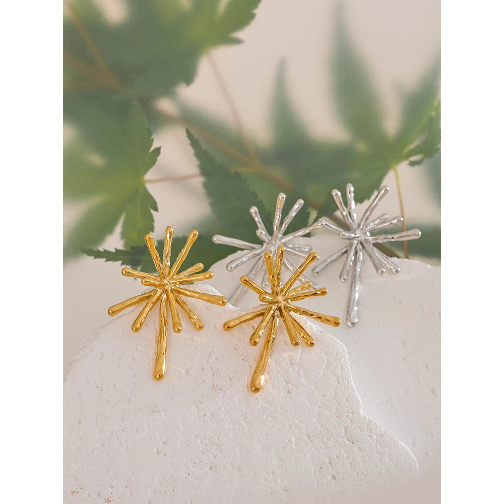 Textured Firework Stud Earrings | Gold & Silver-Tone