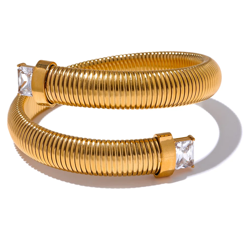 Colorful Zirconia Statement Cuff | White, Green & Black