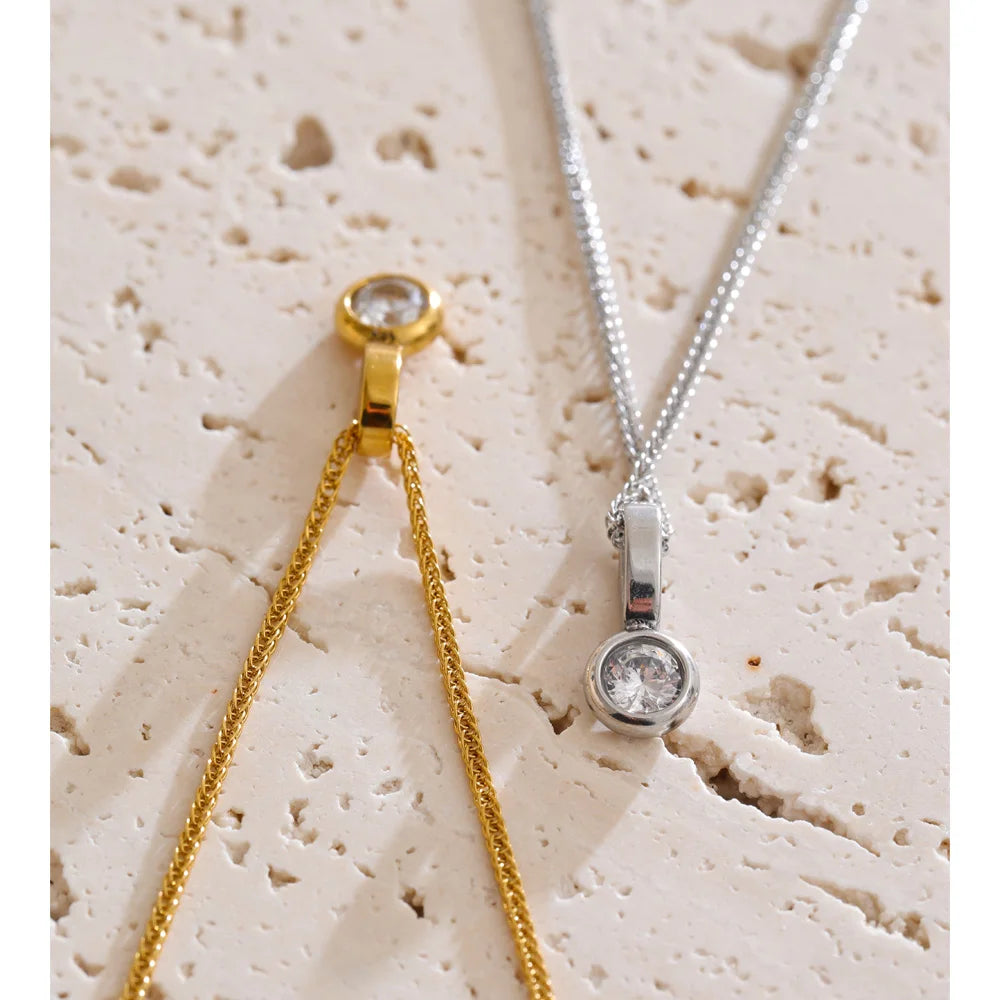 Petite CZ Pendant Necklace | Gold & Silver-Tone