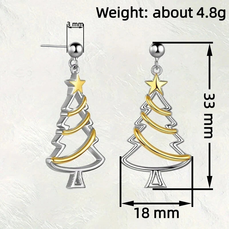 Two-Tone Christmas Tree Drop Earrings