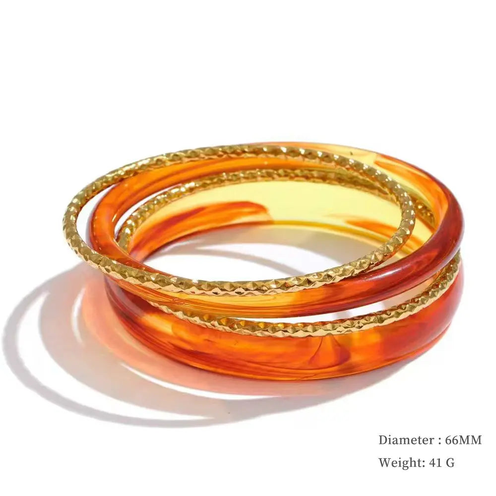 Colorful Resin-Accent Stacking Bangles | Choice of Colors