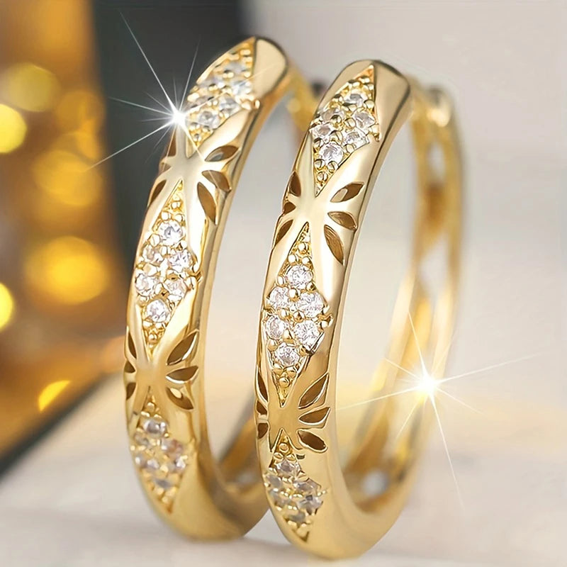 Patterned Hoop Earrings | Gold-Tone