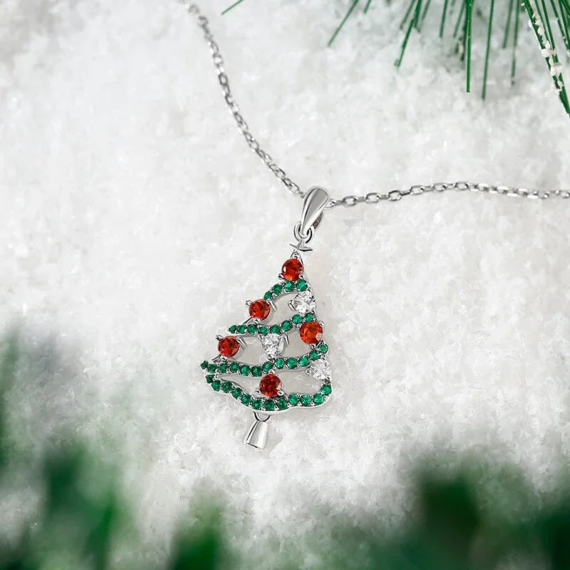 Christmas Tree Cubic Zirconia Pendant Necklace